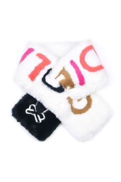 G.O.D FAUX FUR WRAP MUFFLER / エコファー ブランドロゴ ネックウォーマー (ホワイト)