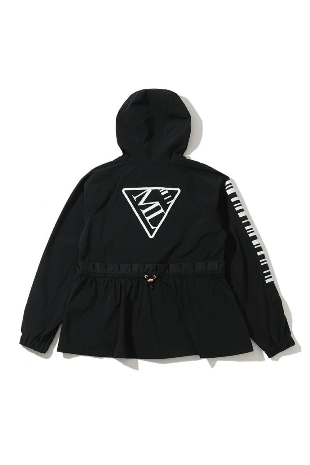 【レディース】 【CODE COLLECTION】 BLOUSON / トライアングルロゴ CODEロゴプリント プリーツデザイン ブルゾン (ブラック)