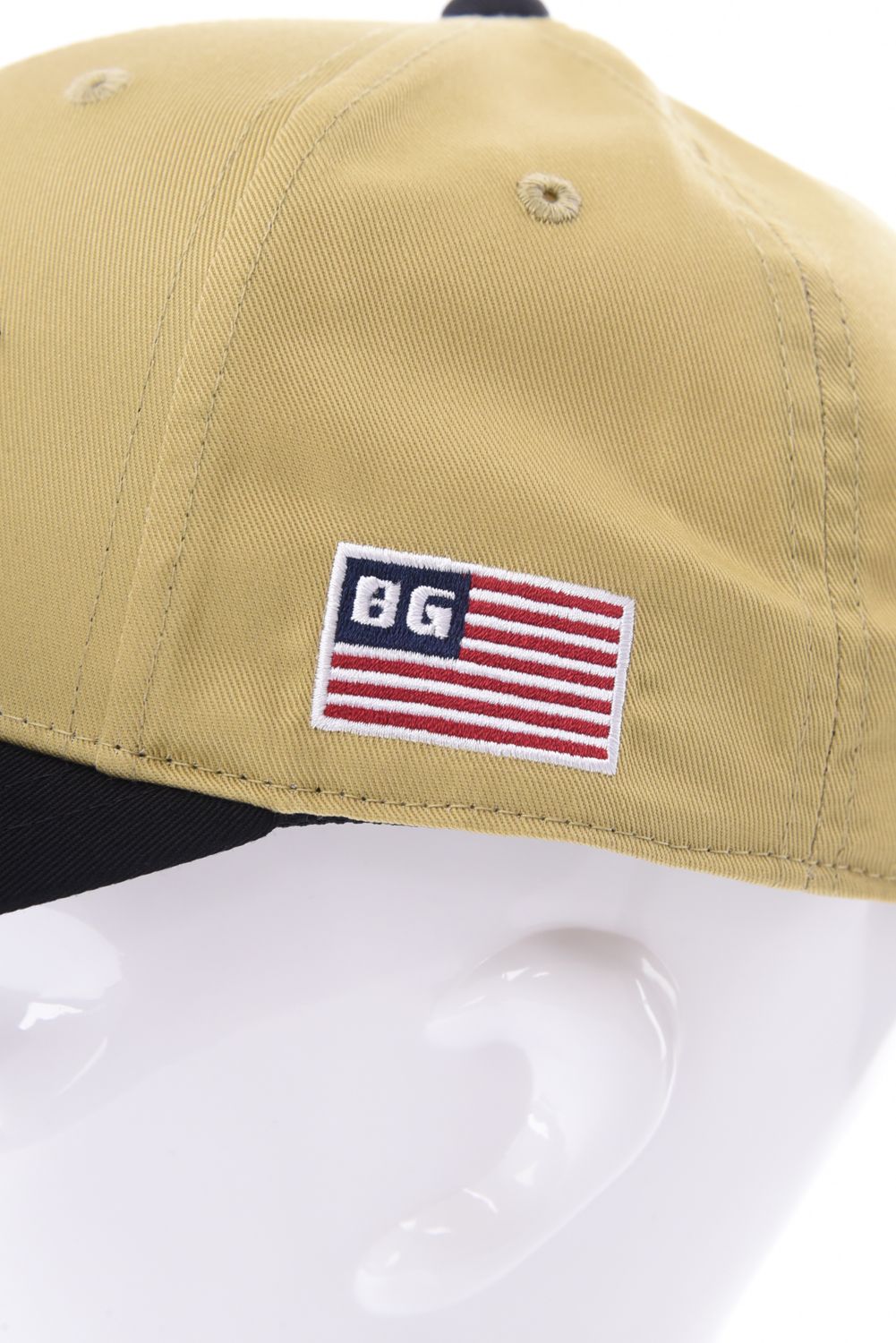 【26SS】 MEN’S COLLEGE LOGO CAP / カレッジ風ロゴ バイカラー キャップ (ベージュ)