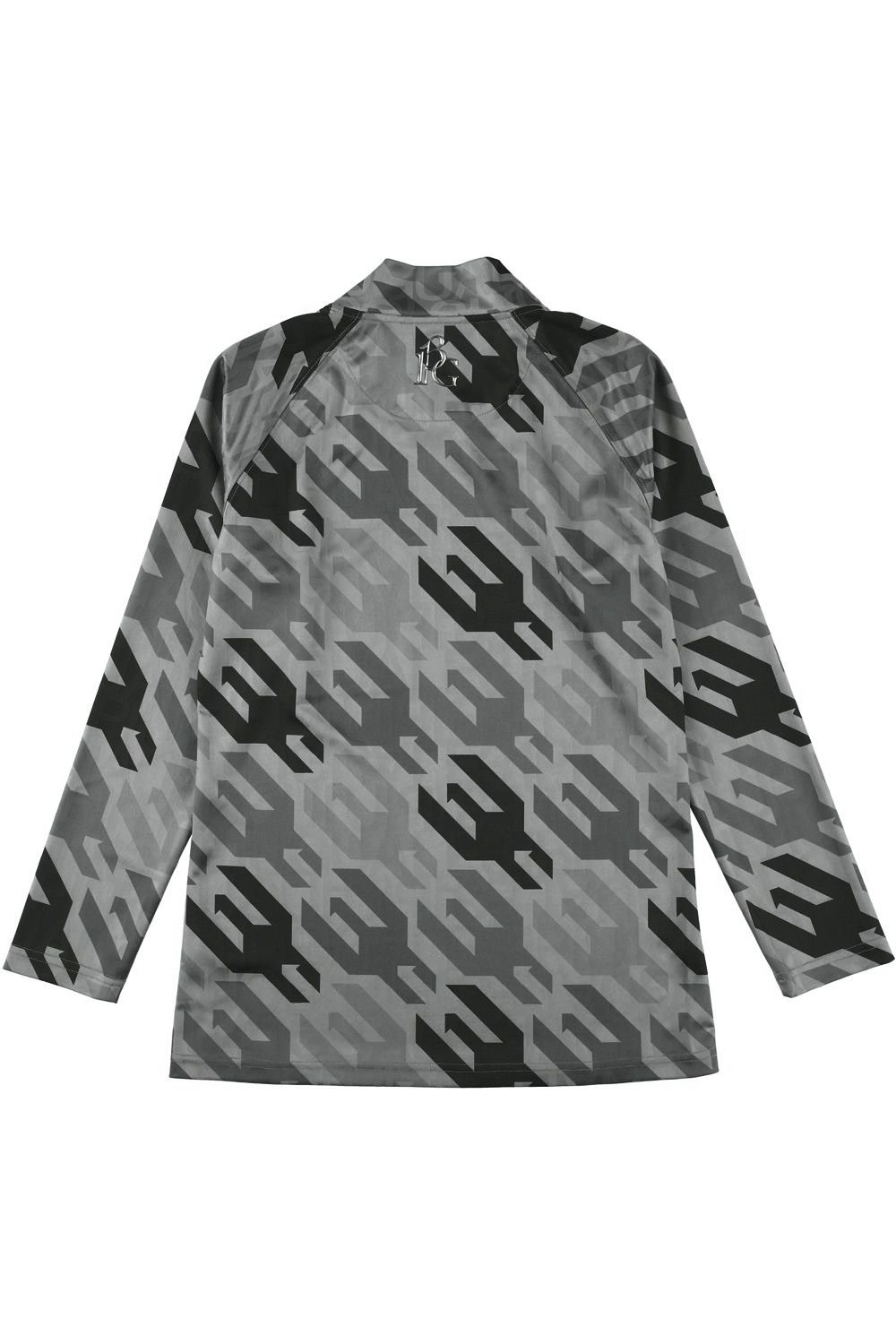 【レディース】 1PIU1UGUALE3 HOUNDSTOOTH MOCK / 113総柄ロゴ ハウンドトゥース ロングスリーブ モックネック Tシャツ (ブラック)