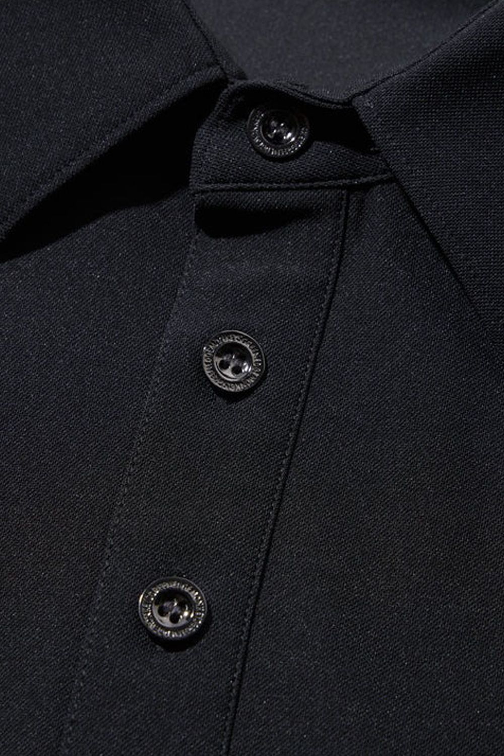 【26AW】 STRETCH KANOKO LONG SLEEVE POLO / ハイゲージカノコ素材 バックプリント 長袖ポロシャツ (ブラック)