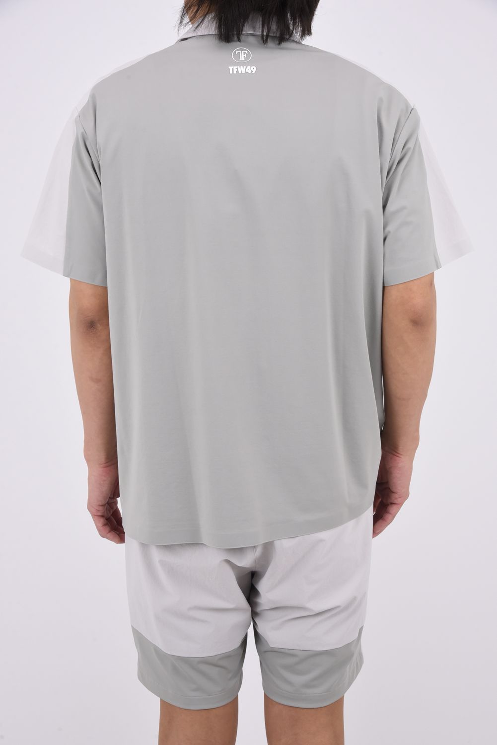 【26SS】 COMBINATION OPEN COLLAR SHIRT / 接触冷感 異素材切り替え オープンカラーシャツ (グレー)