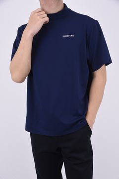 MENS BIAS HIGH NECK / ブランドロゴ モックネック Tシャツ (ネイビー)