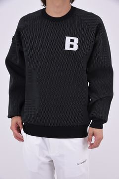 【26AW】 MEN’S BIRDS EYE KNIT CREWNECK / バーズアイパターン ブランドロゴ クルーネックニット (ブラック)
