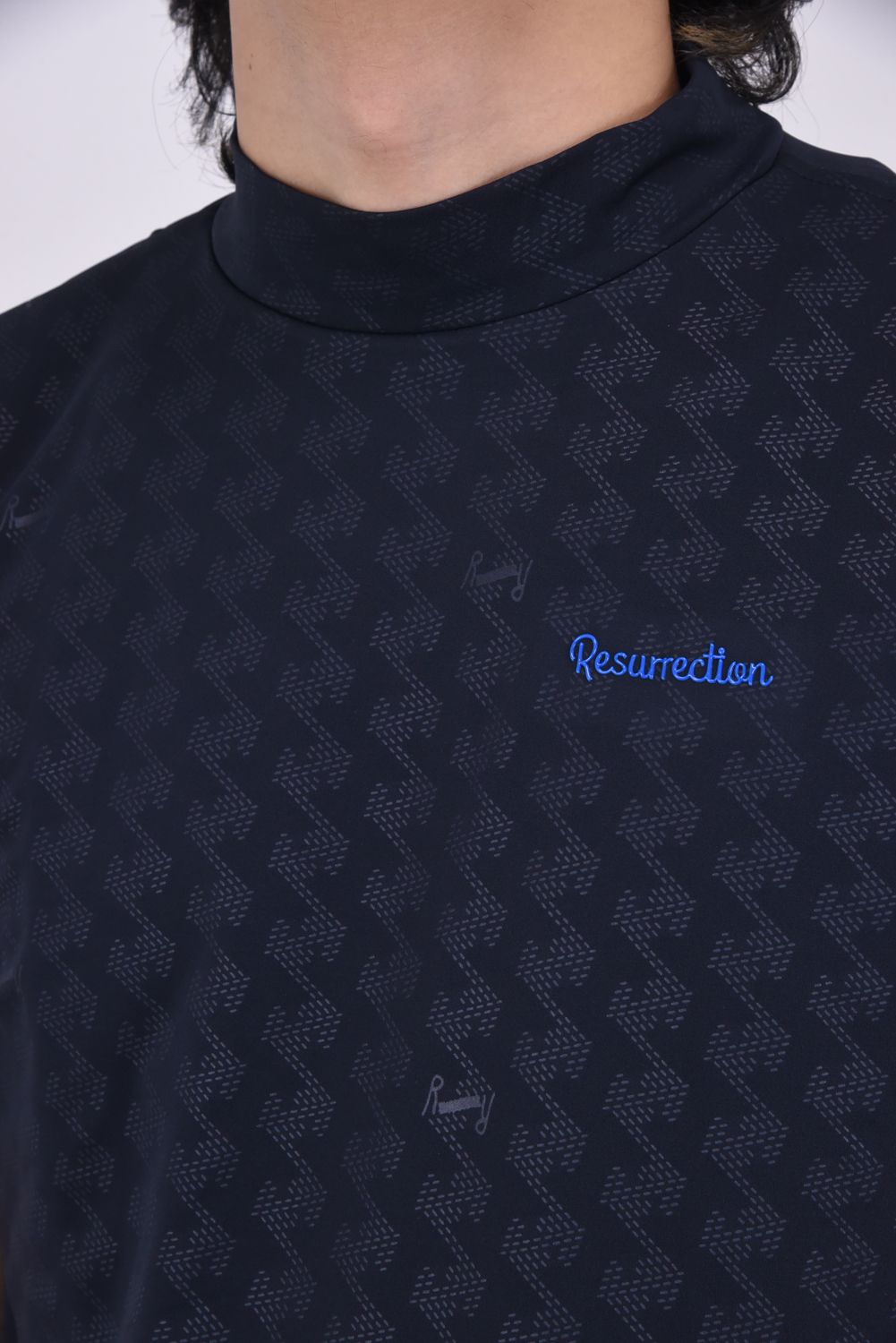 【25SS】MENS GM EMBOSS MOCK NECK / オリジナルテキスタイル モックネックTシャツ (ブラック)