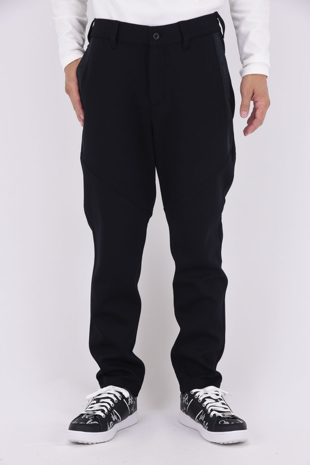【25AW】 MEN'S WARM LOGO LINE SLIM PANTS / ダンボールニット ロゴ ライン スリムパンツ (ブラック)