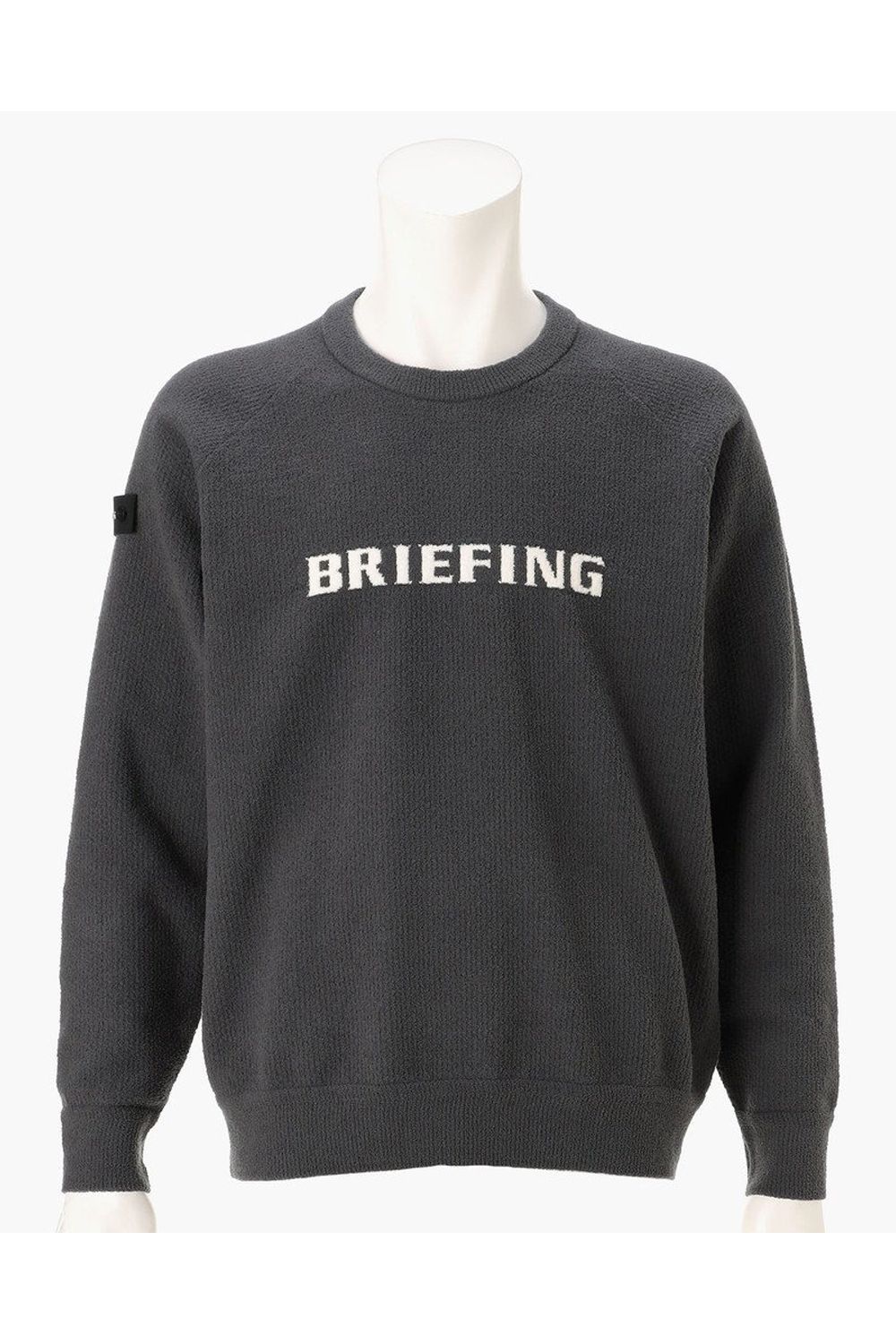 【26AW】 MEN’S AIRY YARN KNIT CREWNECK / エアリーファブリック ブランドロゴ クルーネックニット (チャコール)