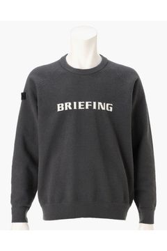 【26AW】 MEN’S AIRY YARN KNIT CREWNECK / エアリーファブリック ブランドロゴ クルーネックニット (チャコール)