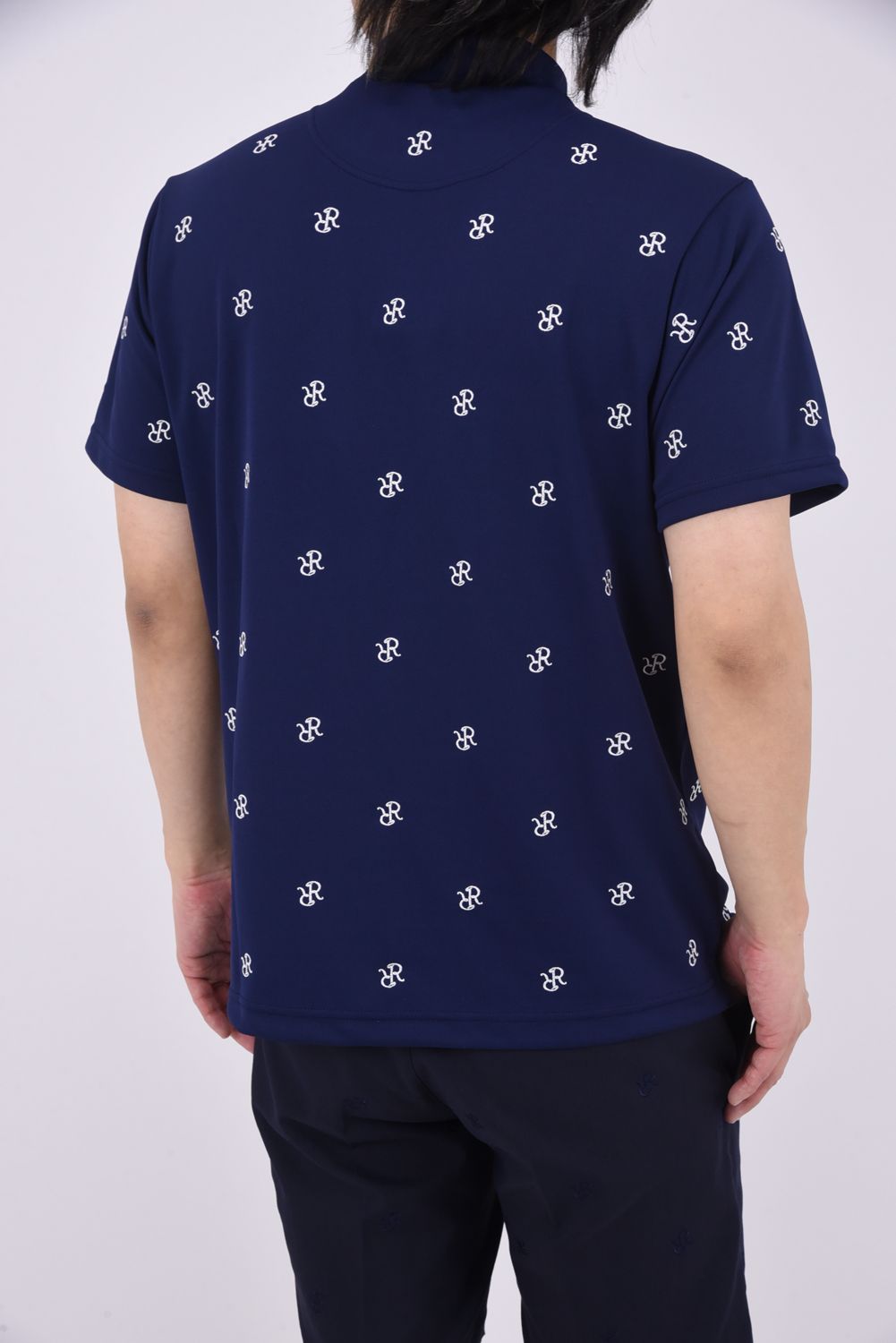 【25SS】 MENS RR EBD MOCK NECK / RRロゴ総柄 リラックスフィット モックネックTシャツ (ネイビー)*