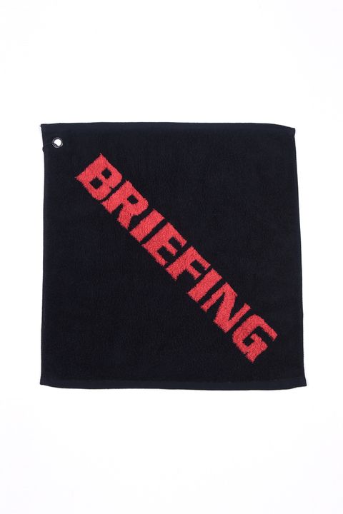 【プレゼント好適品】 LOGO WASH TOWEL BY HIPPOPOTAMUS / ブランドロゴ ループ付き スクエア型フェイスタオル (ブラック)