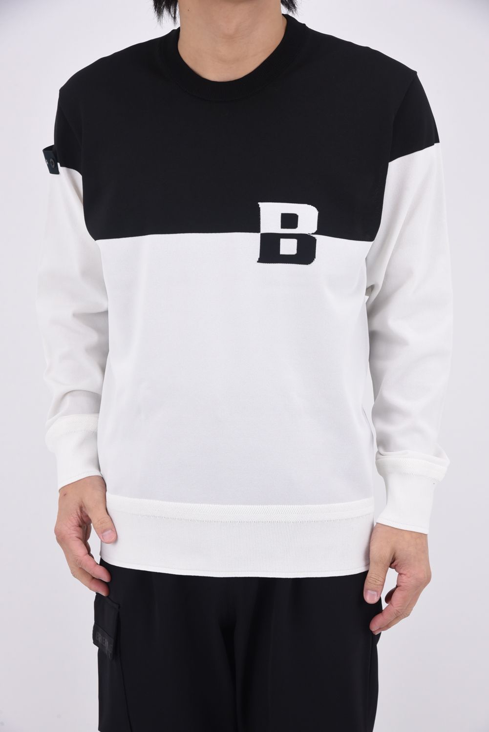 【26SS】 MEN'S WR BI-COLOR CREWNECK KNIT / 超撥水糸 バイカラー クルーネック ニット (ブラック)