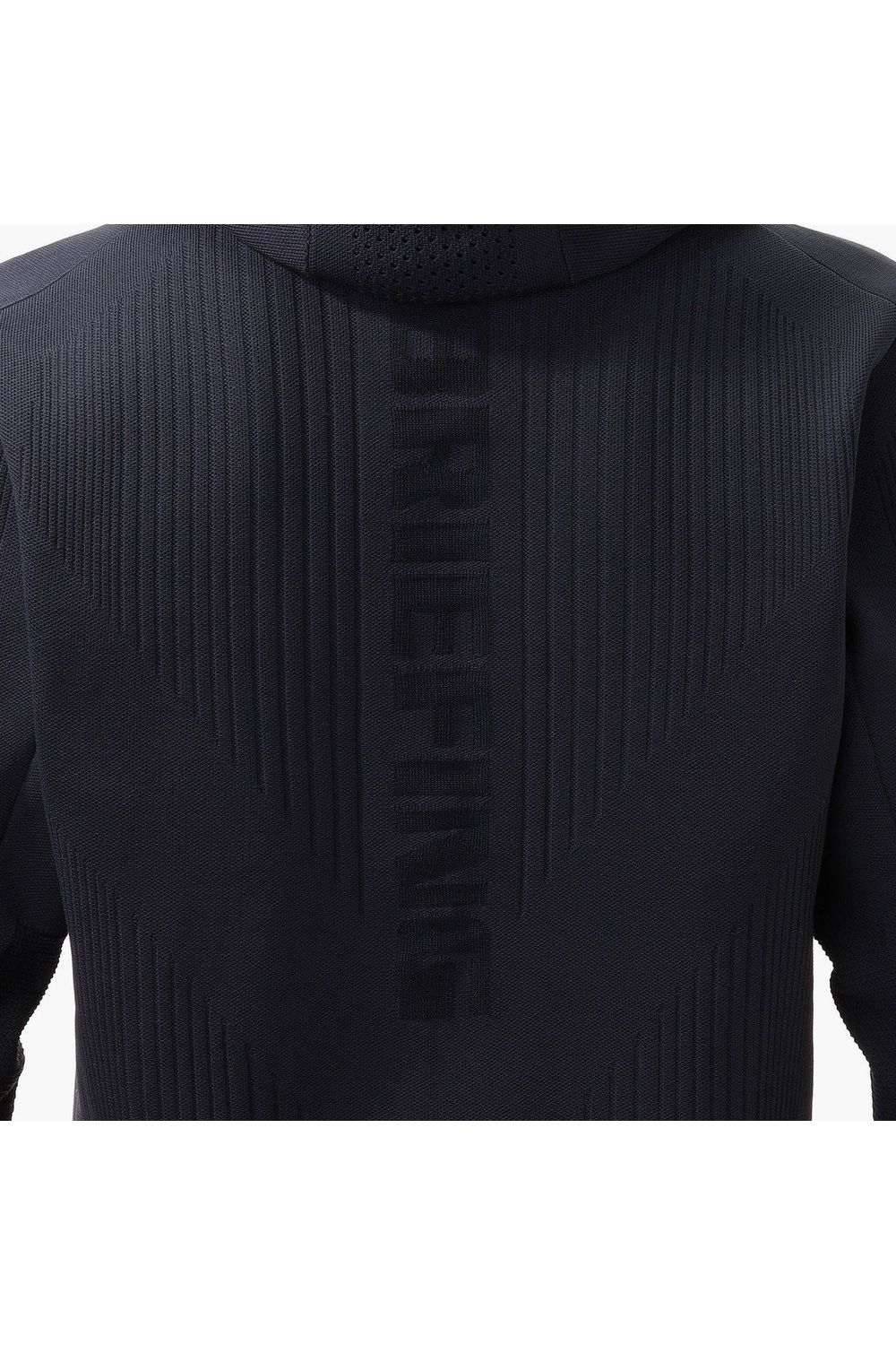 【26AW】 MEN'S DOUBLE JQ KNIT PARKA / バックロゴ ジップアップ ニットパーカー (ネイビー)