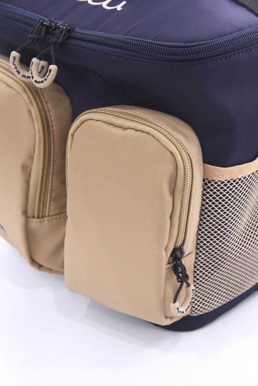 COOLER BAG / ブランドロゴ ショルダーストラップ付き クーラーバッグ ネイビー/ベージュ