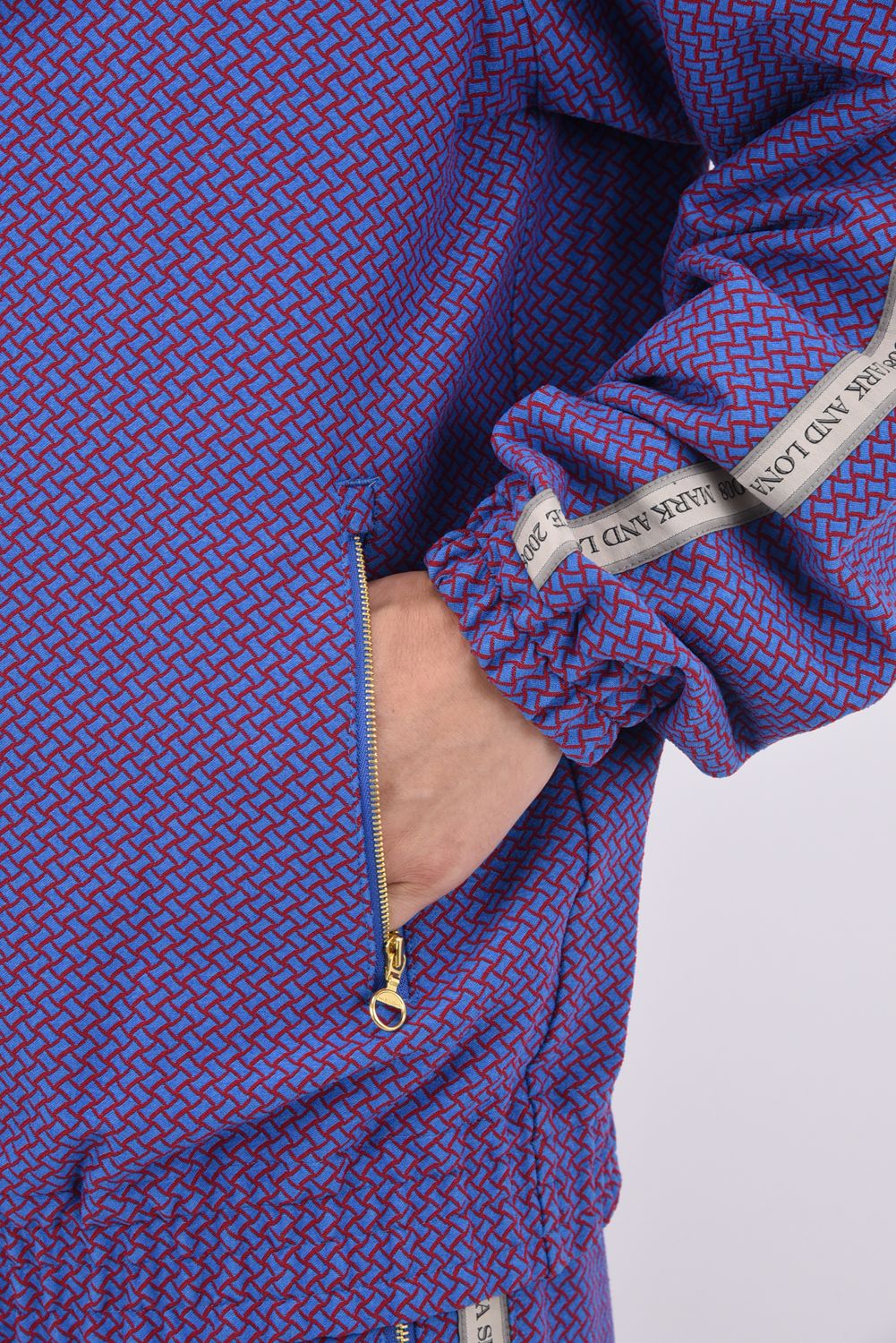 GARDA JERSEY JACKET / イントレチャートパターン ハイストレッチ ジャージーブルゾン (ブルー)