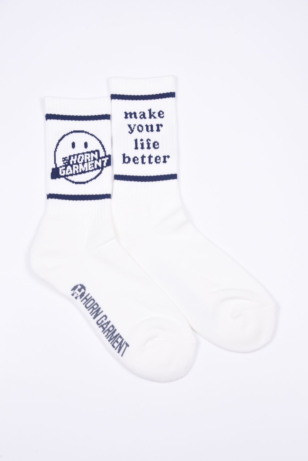 GIMIE SOCKS / レトロモチーフ ミドルソックス ホワイト / ネイビー