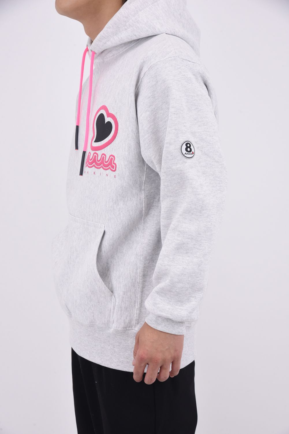 【25AW】 ACANTHUS * MUTA MARINE SWEET LOGO HOODED SWEATSHIRTS / ヘビーウェイト 裏起毛 ハートロゴ プルオーバーパーカー (グレー)