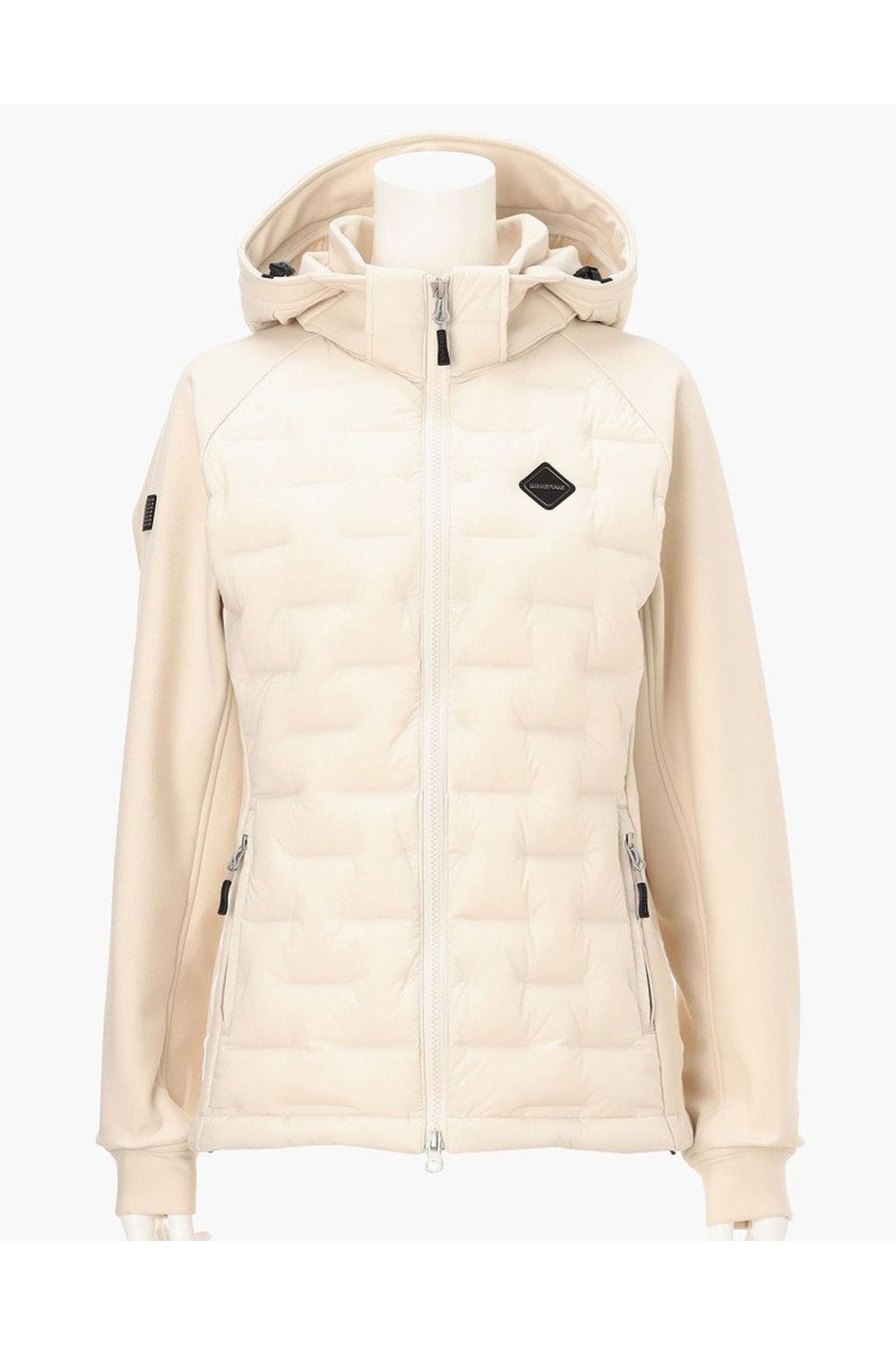 【25AW】【レディース】 WOMEN’S HYBRID DOWN PARKA / ストレッチタフタ ダイヤモンドロゴ ハイブリッドダウンジップパーカー (ベージュ)