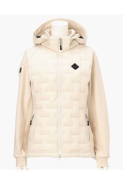 【25AW】【レディース】 WOMEN’S HYBRID DOWN PARKA / ストレッチタフタ ダイヤモンドロゴ ハイブリッドダウンジップパーカー (ベージュ)