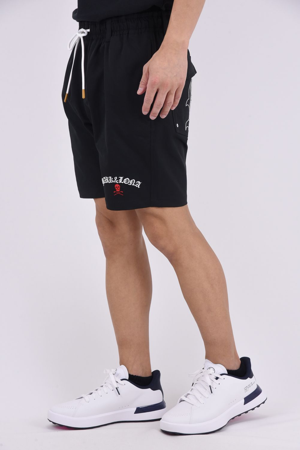 【26SS】 SOVEREIGN UTILITY TWILL SHORTS / ポリエステルツイル ブラックレターフォントロゴ ショートパンツ (ブラック)