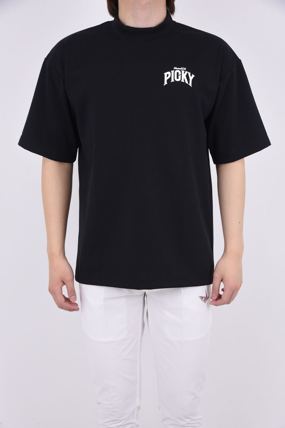 MOCKNECK TEE / プリントロゴ モックネックTシャツ ブラック