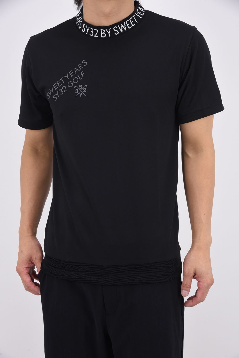 【26SS】 WAVE JQ KNIT MOCK / バックプリント モックネックTシャツ (ブラック)