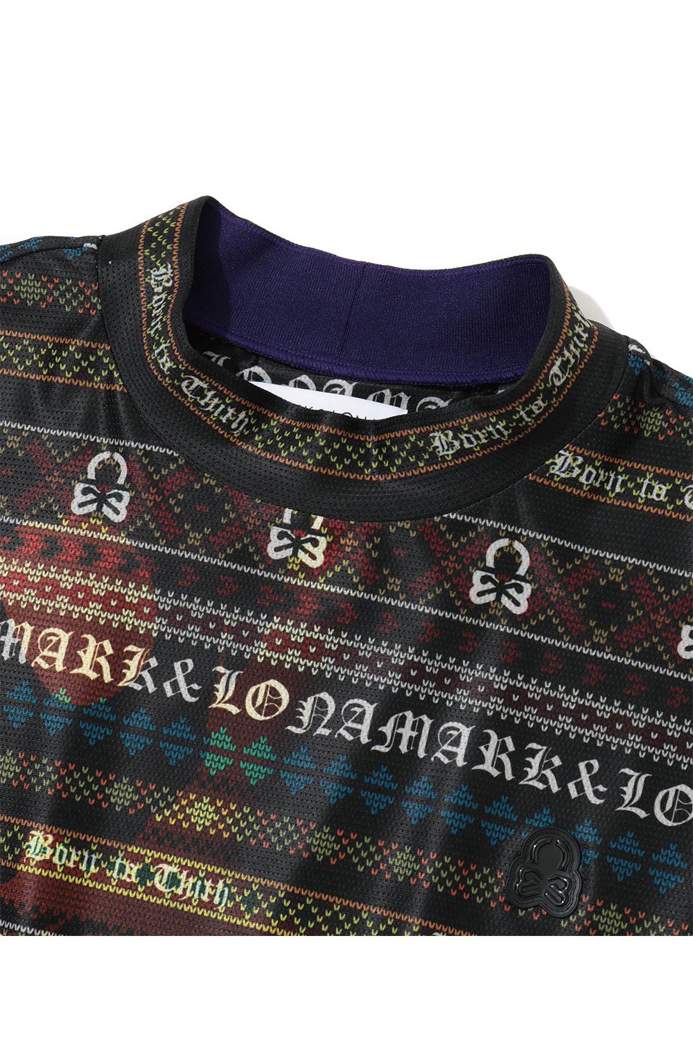 【2026AW 木村拓哉さん着用】 REGALIA CINCH MESH MOCK / オリジナルフェアアイル柄 メッシュ生地 モックネックTシャツ (ブラック)