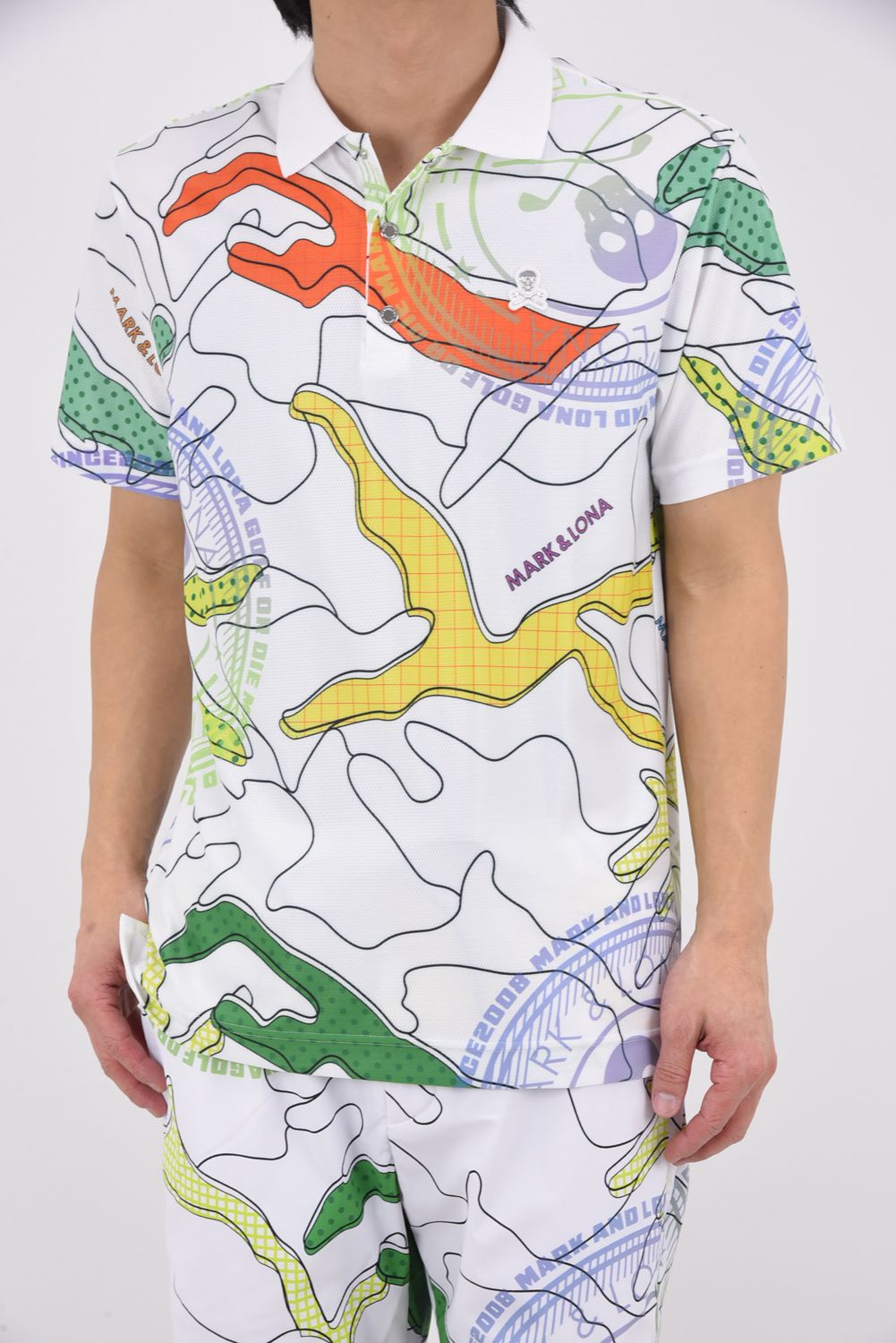 【26SS】 AXON CAMO MESH PERFORMANCE POLO / メッシュ素材 カモフラージュプリント ポロシャツ (ホワイト)