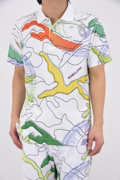 【26SS】 AXON CAMO MESH PERFORMANCE POLO / メッシュ素材 カモフラージュプリント ポロシャツ (ホワイト)