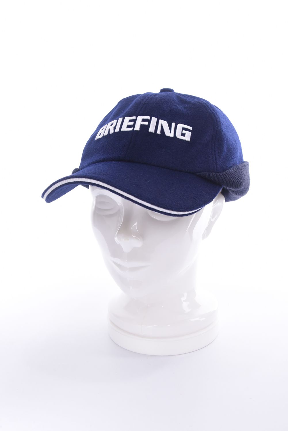 MEN'S WOOL WARM CAP / ウール混 ブランドロゴ ウォームキャップ (ネイビー)