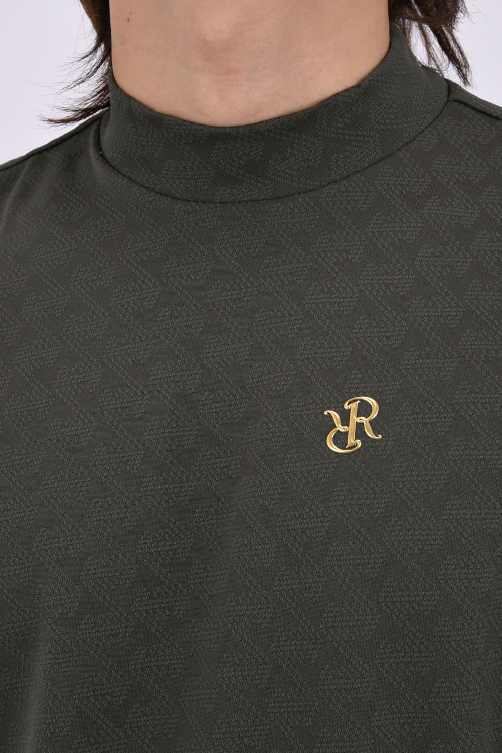 【26AW】 MENS GM JACQUARD MOCK NECK / ジャガード モックネックTシャツ (カーキ）*