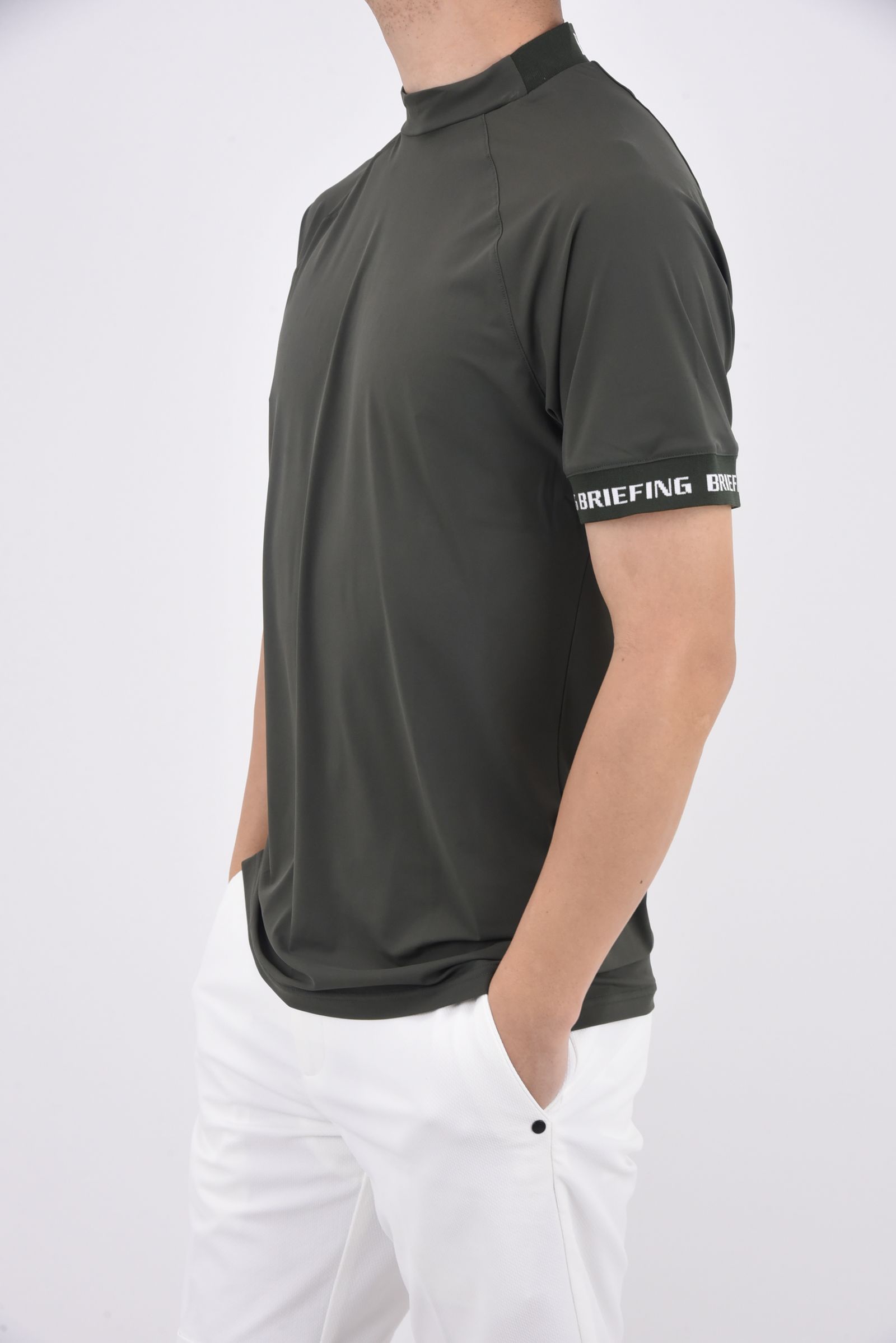 BRIEFING - MENS LOGO BACK RIB MOCK NECK / バックロゴ リブ
