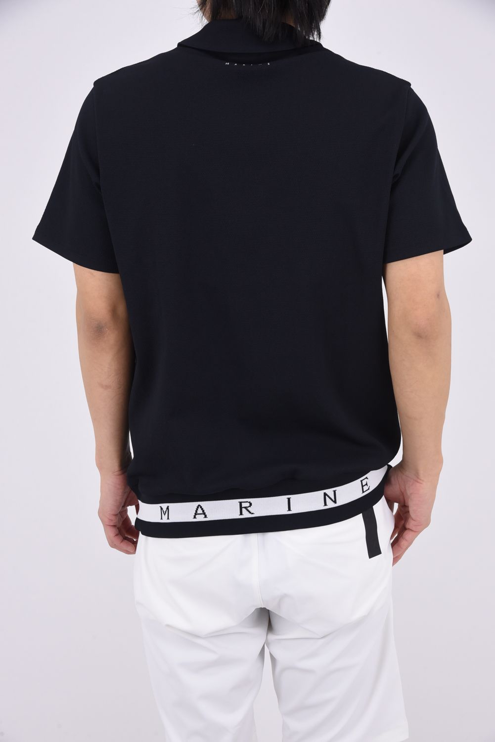 【26SS】 POPCORN KNIT HEM RIB PULL POLO / ポップコーンニット ヘムリブ ポロシャツ (ブラック)