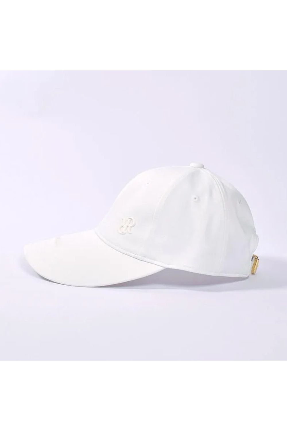 【26SS】 WIDE BRIM CAP / ブランドロゴ刺繍 本革ベルト つば広キャップ (ホワイト)