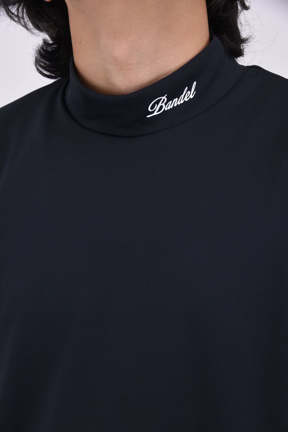 SIDE LOGO L/S MOCK NECK SHIRTS / サイドサークルロゴ ロングスリーブ モックネックシャツ (ブラック)