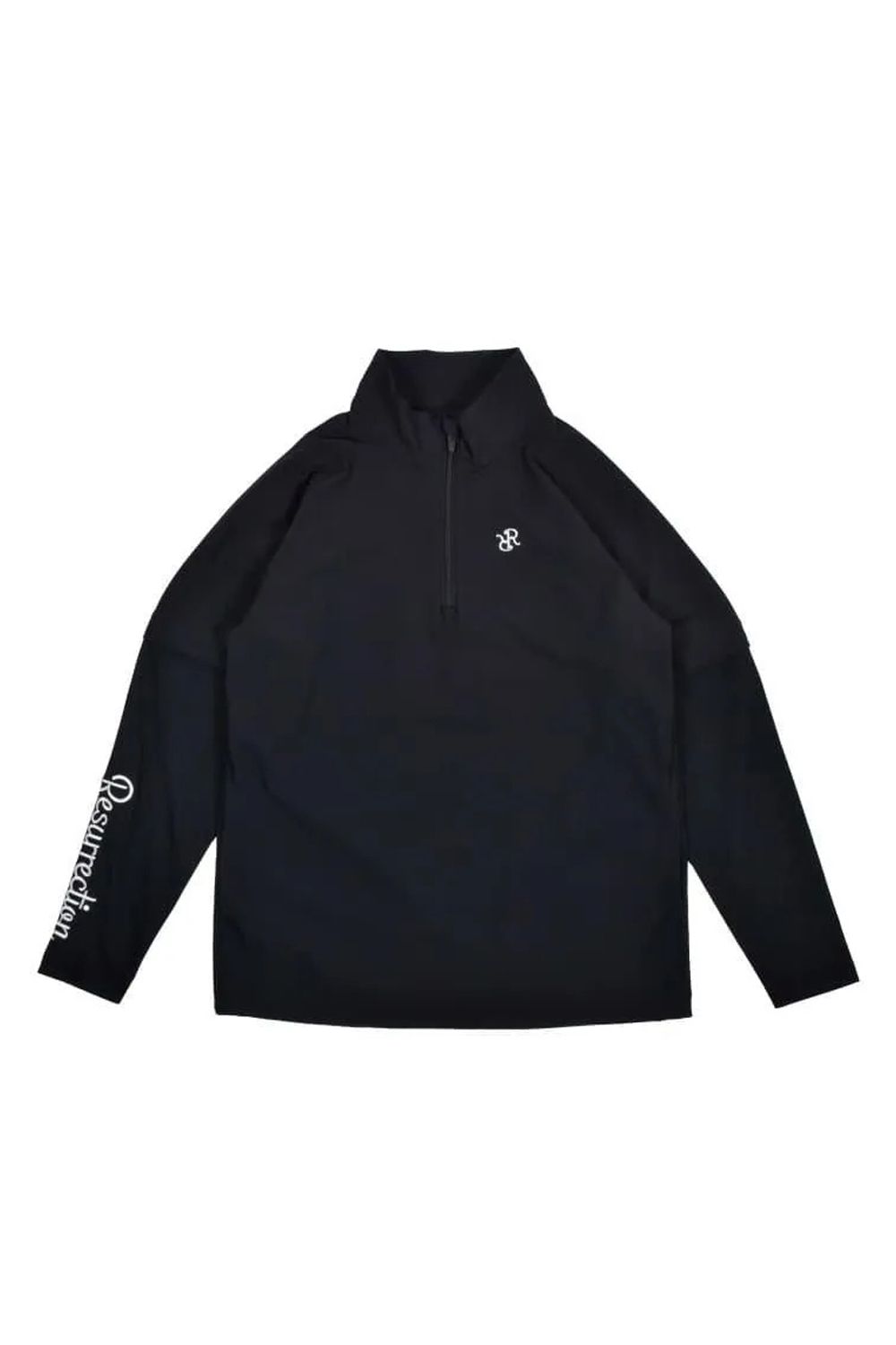 【26AW】 MENS DETACHABLE HALF ZIP SHIRT / ワッフル生地 スリーブデタッチャブル 2WAYハーフジップシャツ (ブラック)*