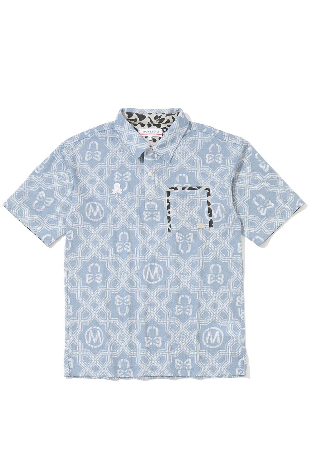 【26SS】 DOMINANT MESH SHIRT / ジオメトリックパターン総柄 ジャパンメイド メッシュポロシャツ (サックス)