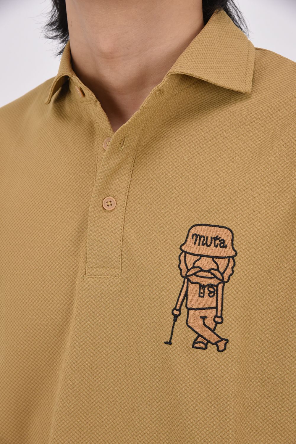 【26SS】 BLISTER KNIT JACQUARD POLO SHIRT / ブリスターニット ジェントル刺繍ワッペン ポロシャツ (ベージュ)