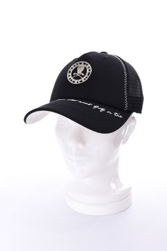【26AW】 CHROME SKULL MESH CAP / サークルスカルバッジ リネンライク メッシュキャップ (ブラック)