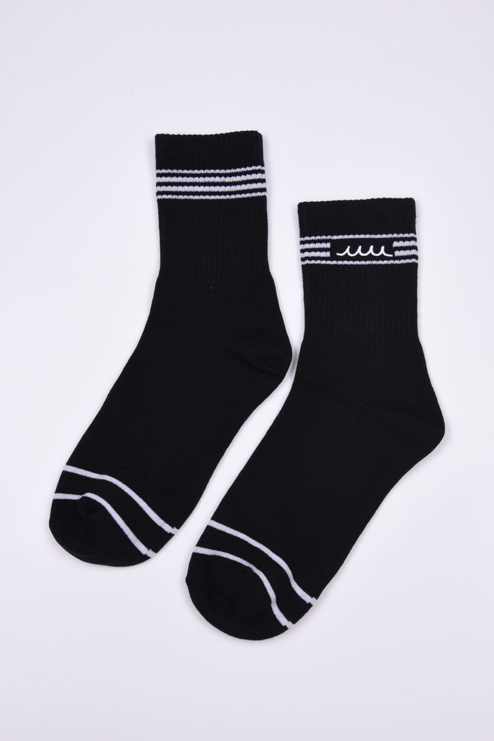 【26AW】【プレゼント好適品】 3PACK CREW SOCKS / 3枚セット ブランドロゴ クルーソックス (ホワイト/ブラック)