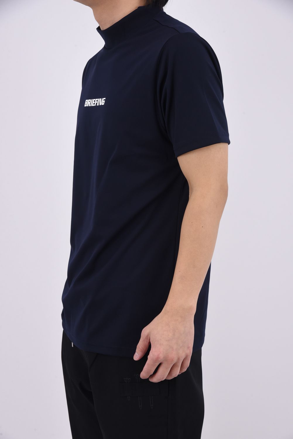 【26SS】 MEN'S TOUR HIGHNECK / ベーシック ブランドロゴ モックネックTシャツ (ネイビー)