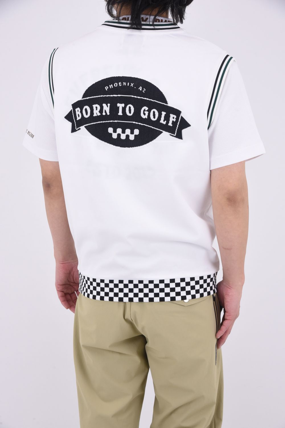 【期間限定20％OFF】 【25SS】 BORN TO GOLF CHECKER RIB KNIT VEST / チェッカーリブ ニットベスト (ホワイト)