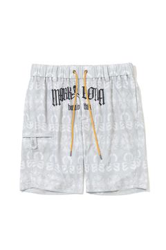 【26AW】 FRACTUR MONOGRAM JACQUARD SHORTS / メッシュジャカード生地 エレメントスカル総柄 フロントロゴ ショートパンツ (グレー)