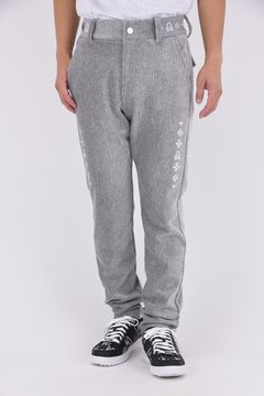 【2025AW】 SVASTIKA TRACK PANTS / コーデュロイジャージー クロスモチーフ刺繍 トラックパンツ (グレー)