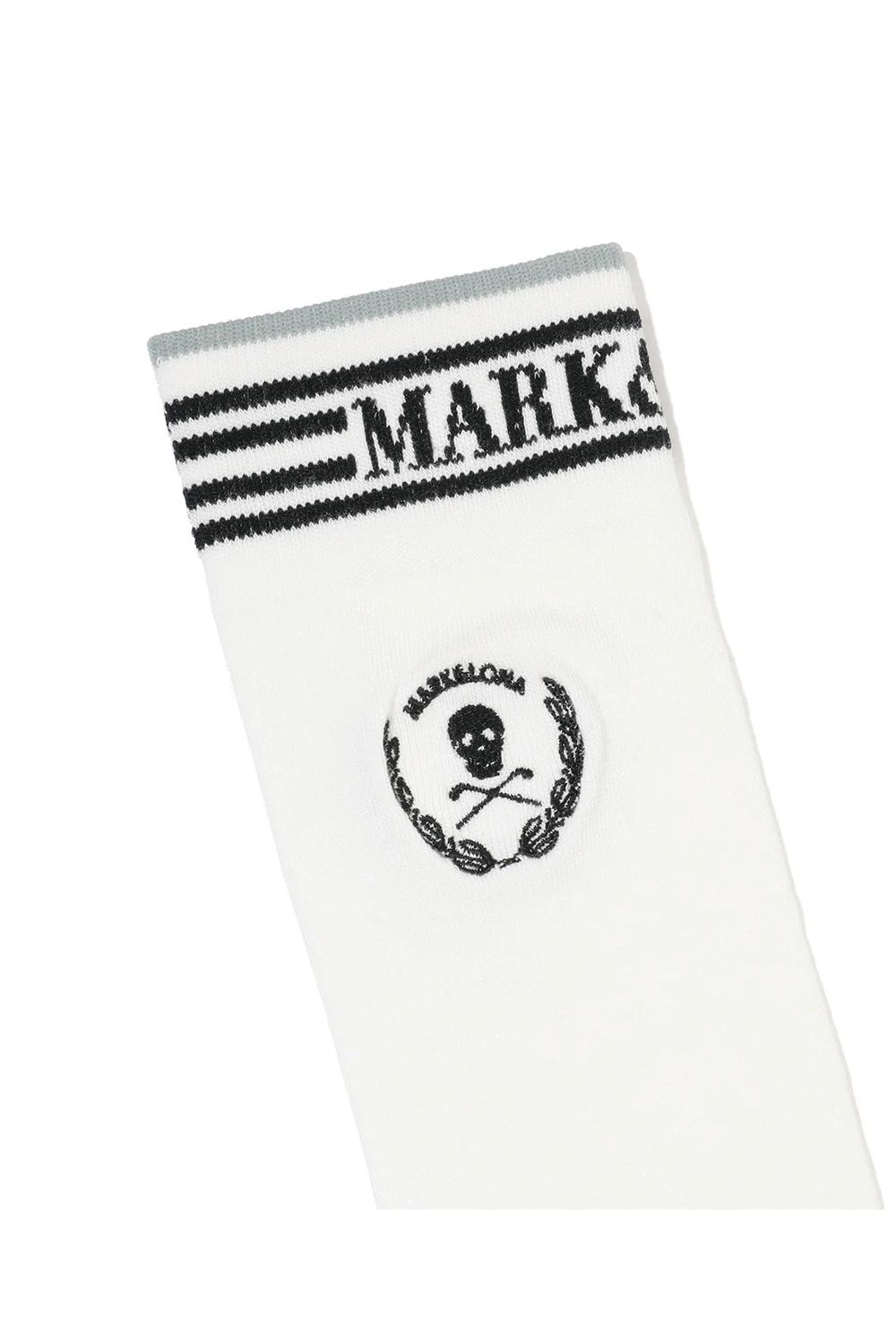 【26SS】【レディース】 LAUREL SKULL OVER-KNEE SOCKS / アイアンスカル刺繍 オーバーニーソックス (ホワイト)