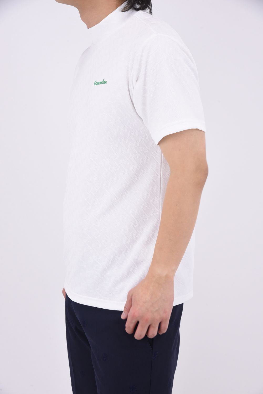 【25SS】 MENS GM JACQUARD MOCK NECK / ジャガード モックネックTシャツ (ホワイト)