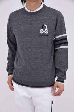 【2025AW】 QUADRO SILKY WOOL SWEATER / ウール100% ブランクスカル クルーネックニット (ヘザーグレー)