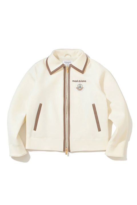 【2025AW】【レディース】 VERA SCUBA KNIT BLOUSON / ダンボールニット レザーパイピング ジップアップブルゾン (オフホワイト)