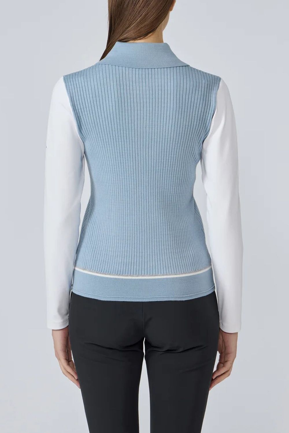 【25AW】【レディース】 ニットハイブリッド長袖シャツ (ブルー)