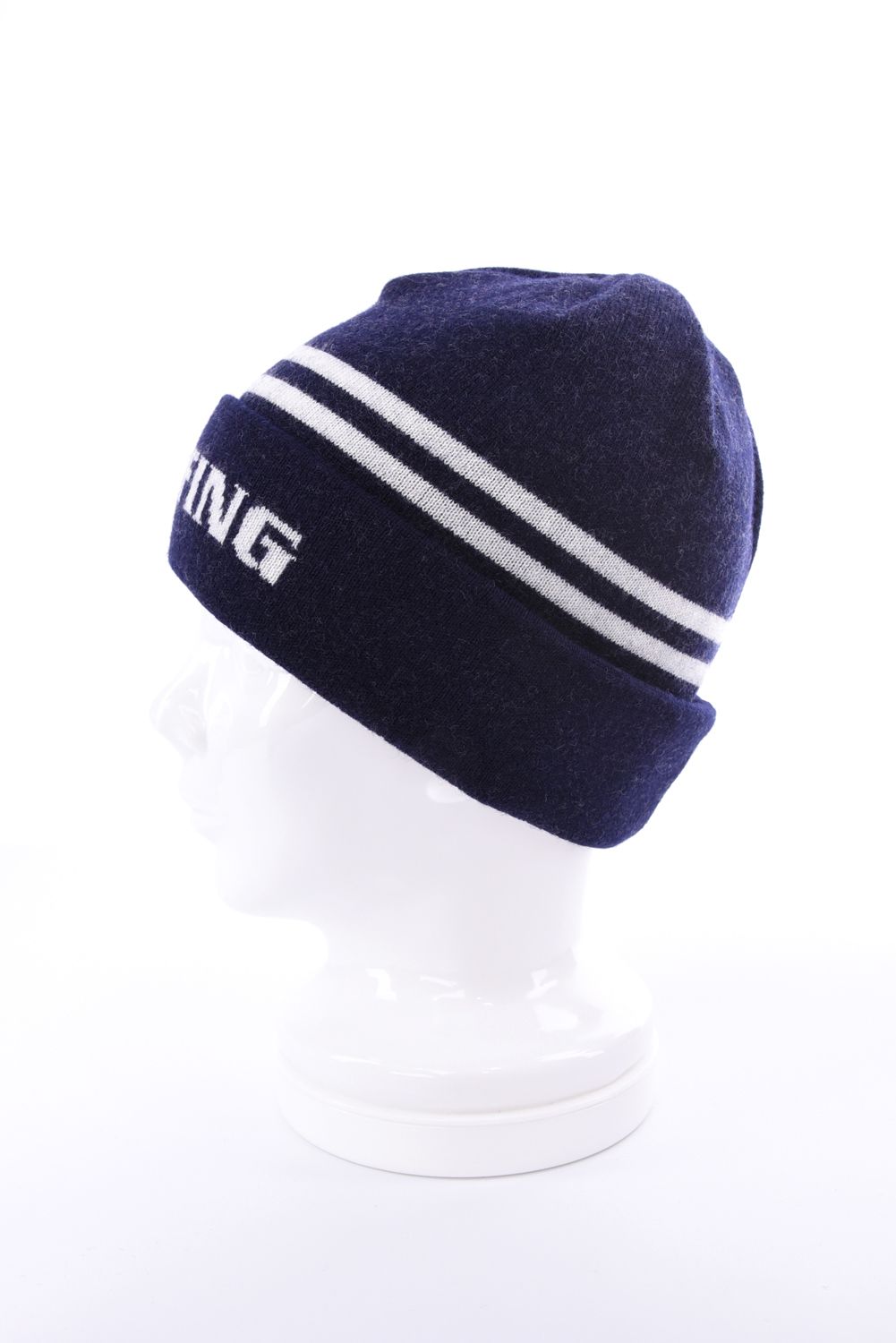 【26AW】 MEN’S WR WOOL KNIT DOUBLE LINE LOGO BEANIE / ブランドロゴ ダブルライン ニットビーニー (ネイビー)