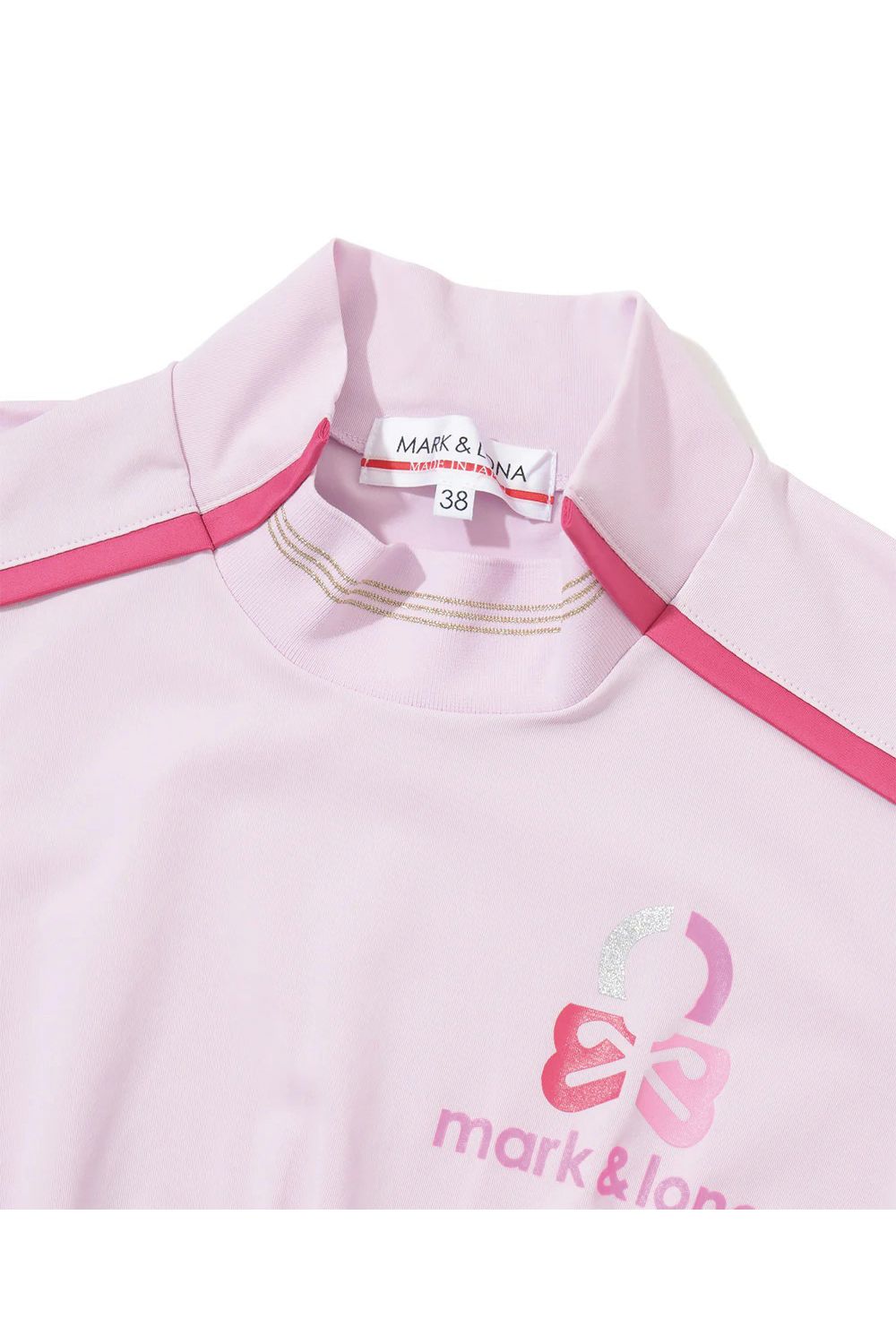 【26SS】【レディース】 ELMT SCULPTED MOCK TEE / 配色ライン ウエストギャザー 半袖モックネックTシャツ (ピンク)